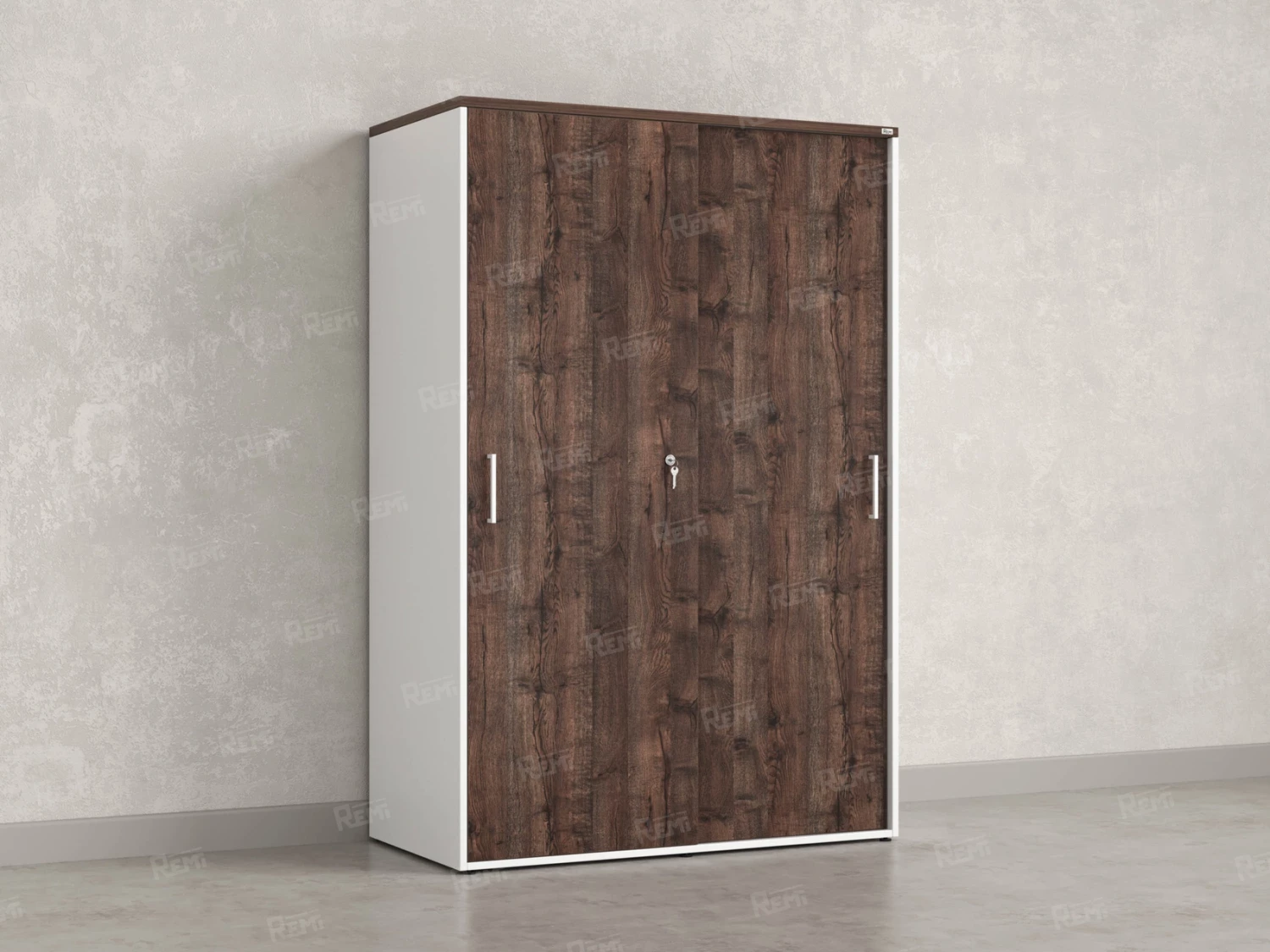 Шкаф-купе, регулируемые опоры, штанга, 1 полка 1200x600x1800 RM164-90x60 Дуб Апрельский шоколад/Белый