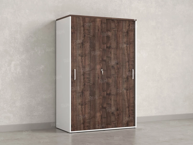 Шкаф-купе, регулируемые опоры, штанга, 1 полка 1200x600x1800 RM164-90x60 Дуб Апрельский шоколад/Белый