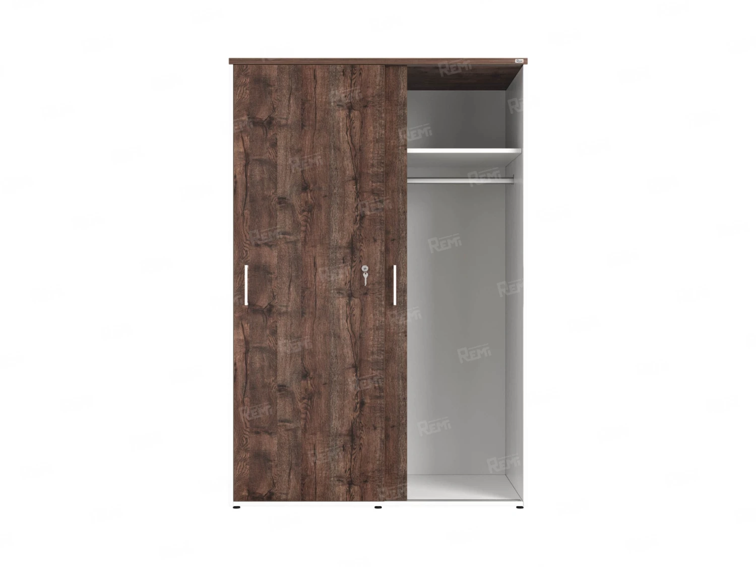 Шкаф-купе, регулируемые опоры, штанга, 1 полка 1200x600x1800 RM164-90x60 Дуб Апрельский шоколад/Белый