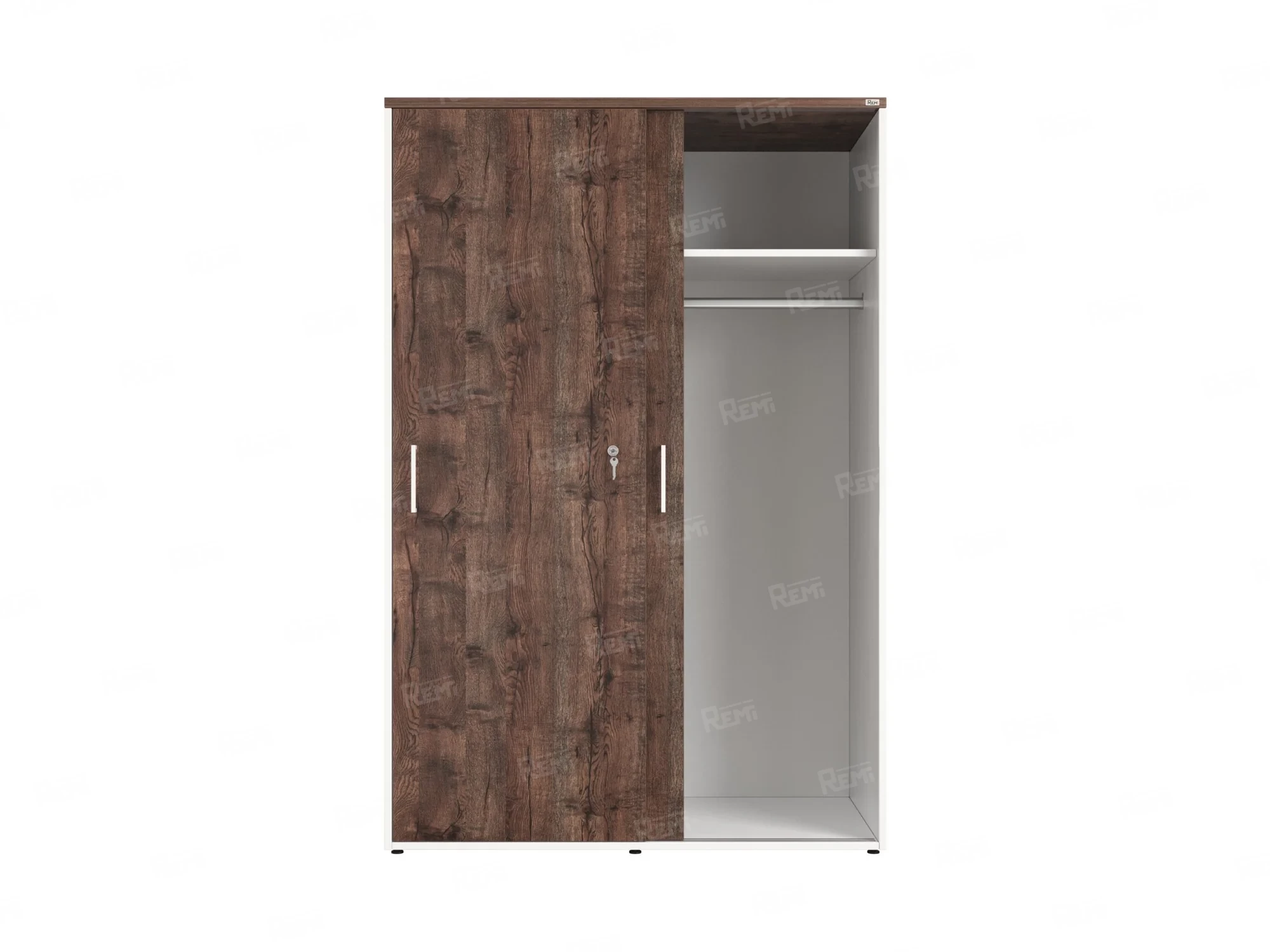 Шкаф-купе, регулируемые опоры, штанга, 1 полка 1200x600x1800 RM164-90x60 Дуб Апрельский шоколад/Белый