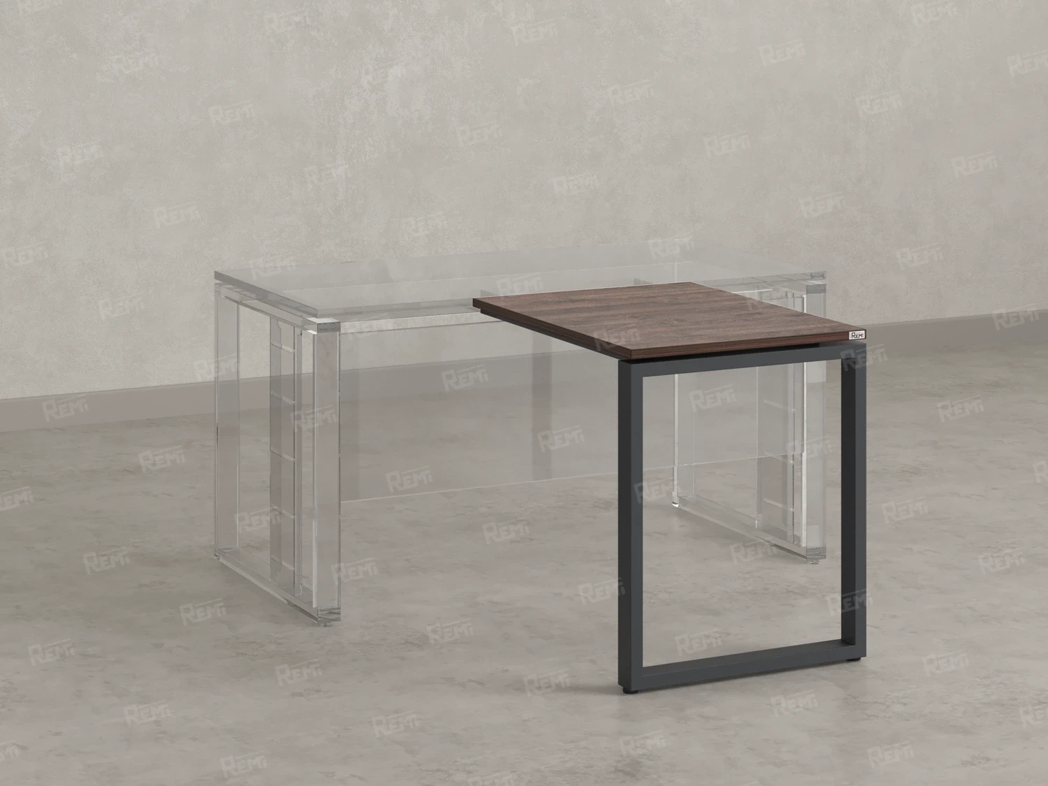 Брифинг прямой, с парящей столешнецей, на О-образном каркасе 1400x600x750 RM072-14x6 Дуб Апрельский шоколад/Серый