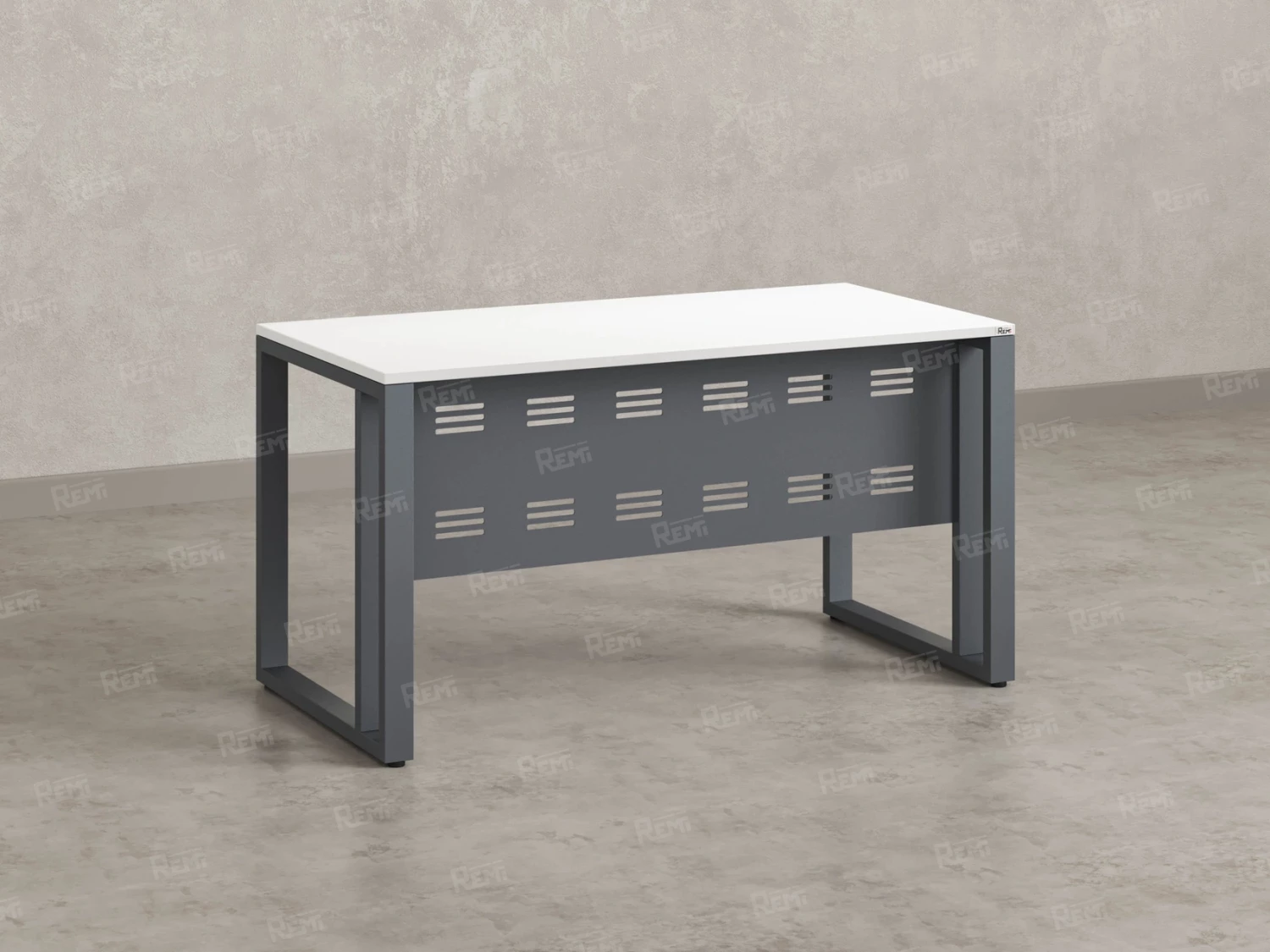 Стол прямой на О-образных опорах с металлическим экраном 1600x700x750 RM042-16x7 Белый/Серый