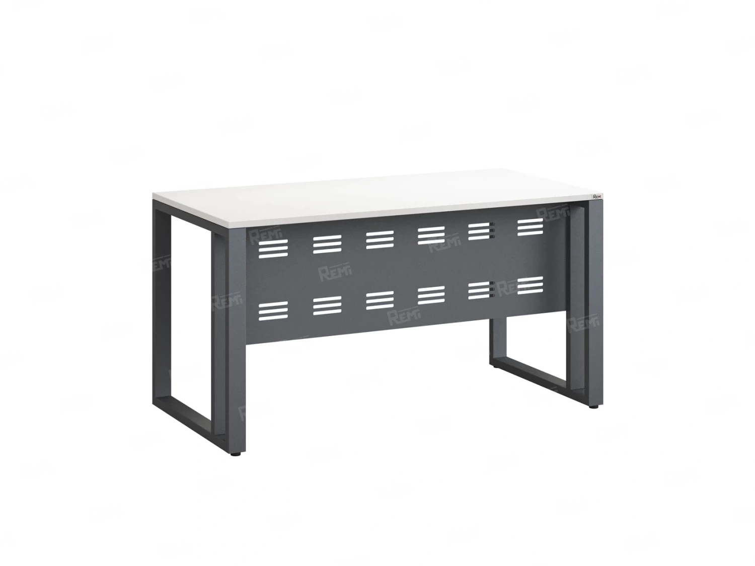 Стол прямой на О-образных опорах с металлическим экраном 1600x700x750 RM042-16x7 Белый/Серый