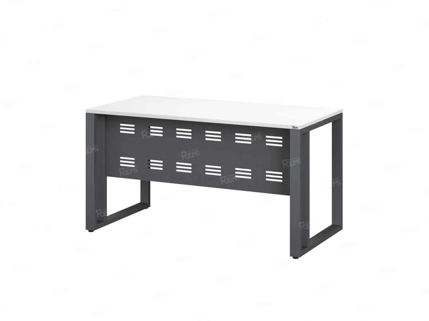 Стол прямой на О-образных опорах с металлическим экраном 1600x700x750 RM042-16x7 Белый/Серый