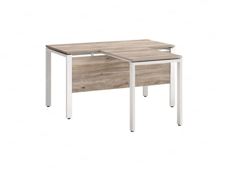 Стол с брифингом с парящей столешницей на П-образных опорах с экраном ЛДСП RM043-18x7 1800x2500x750 Дуб Маувелла/Белый