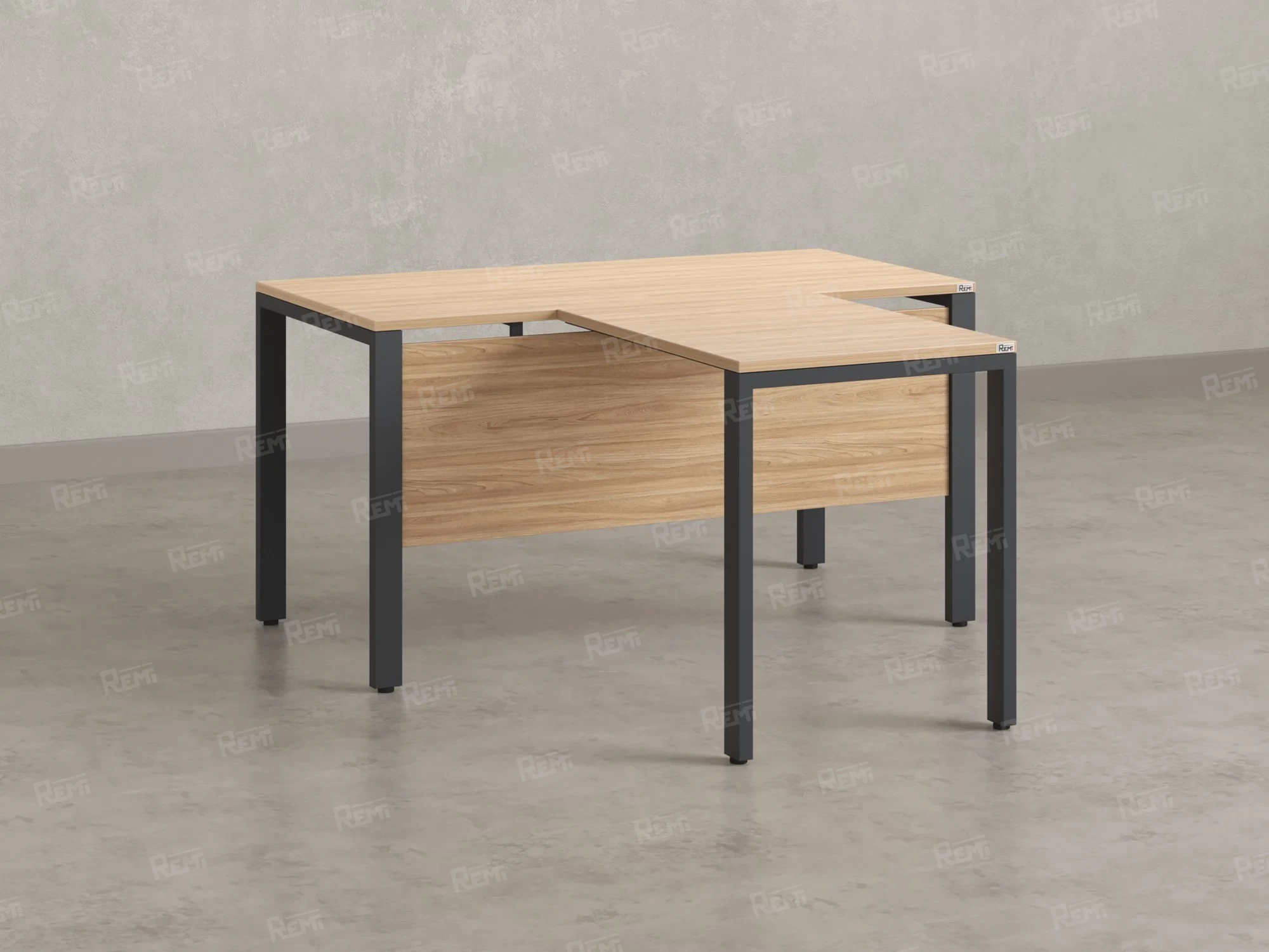 Стол с брифингом на П-образных опорах с экраном ЛДСП RM044-12x8 1200x2000x750 Вяз Швейцарский светлый/Серый