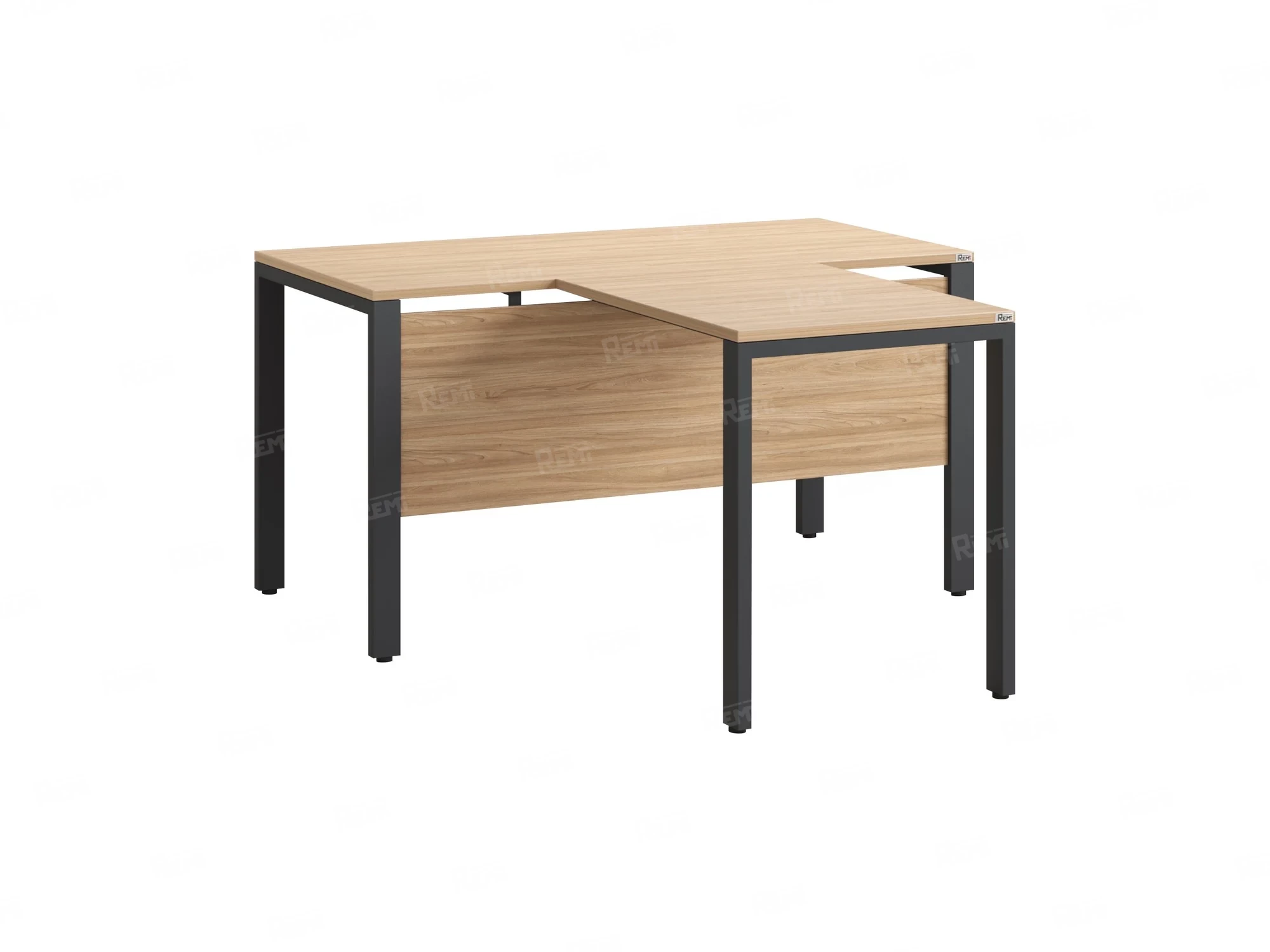 Стол с брифингом на П-образных опорах с экраном ЛДСП RM044-12x8 1200x2000x750 Вяз Швейцарский светлый/Серый