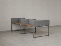 Бенч-система, 4 рабочих места, на О-образных опорах, 8 тканевых экранов 2800x1200x750 RM170-1-14x12 Дуб Юстус/Серый