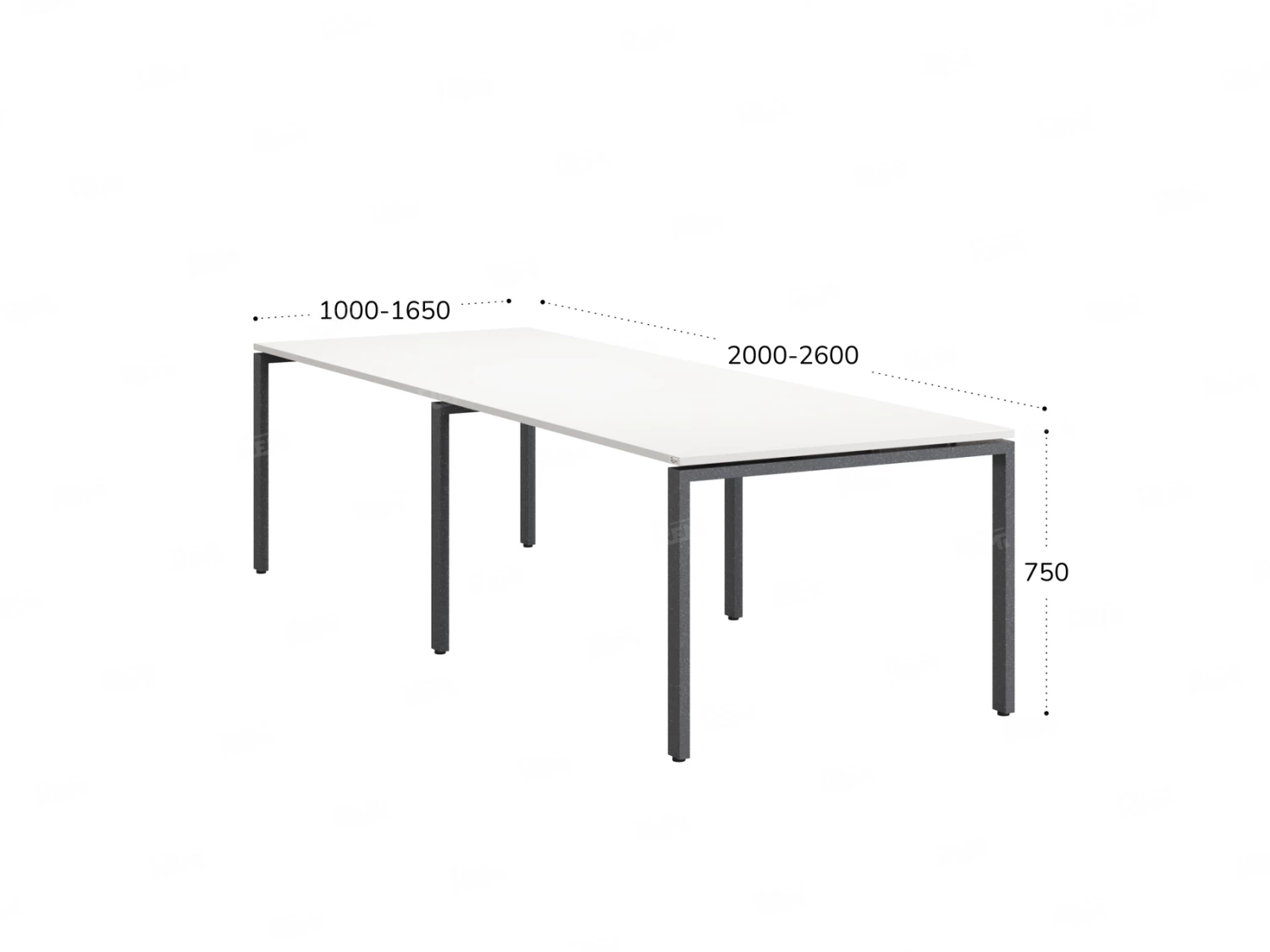 Cтол для переговоров, на П-образном каркасе 2500x1600x750 RM080-250x160 Белый/Серый