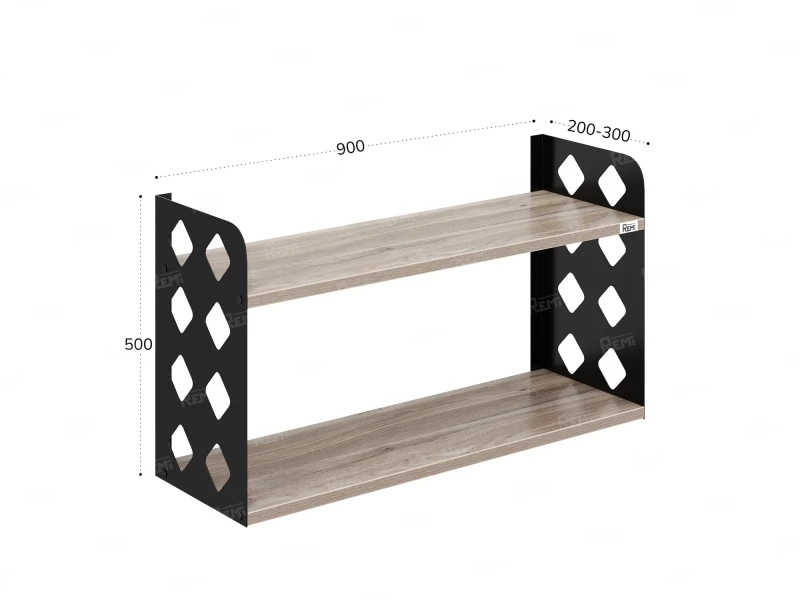 Полка настенная 900x200x500 RM192-90x20 Дуб Маувелла/Черный