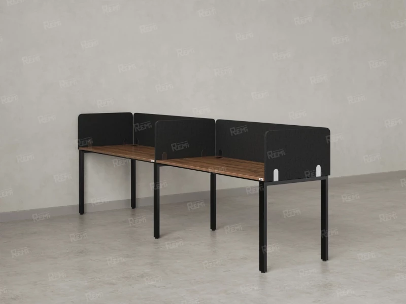 Бенч-система в 1 ряд, 2 рабочих места 5 тканевых экранов 3200x800x750 RM167-1-32x8 Дуб Юстус/Черный