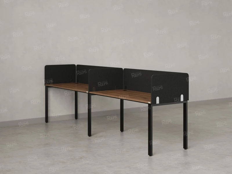 Бенч-система в 1 ряд, 2 рабочих места 5 тканевых экранов 3200x800x750 RM167-1-32x8 Дуб Юстус/Черный