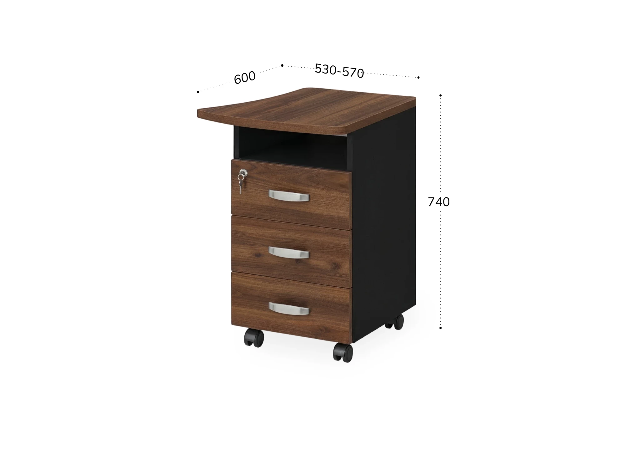 BRL RB085-53х60R Тумба приставная правая 530х600х740 Орех Вармия/Черный