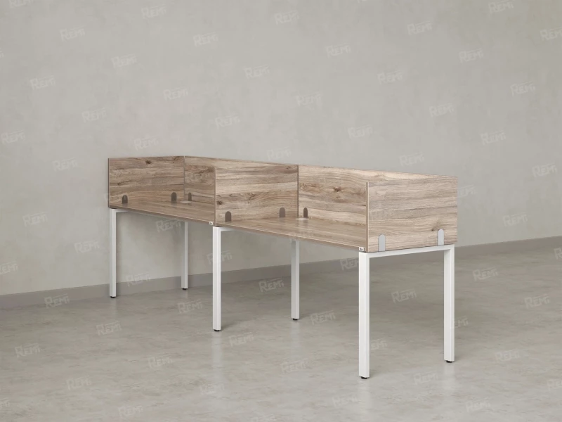 Бенч-система в 1 ряд, 2 рабочих места 5 ЛДСП экранов 2400x600x750 RM167-2-24x6 Дуб Маувелла/Белый