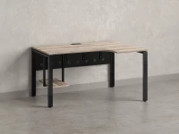 Стол угловой, экран металл, П-опора, правый 1600x700/900x750, RM058-16x7-9 Дуб Маувелла/Черный