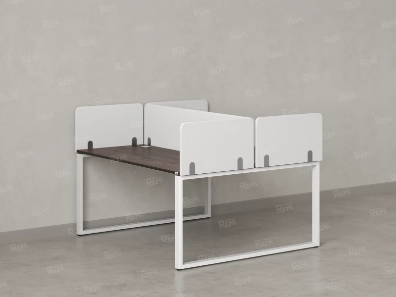 Бенч-система, 2 рабочих места, 5 тканевых экранов 1000x1400x750 RM169-3-10x14 Дуб Апрельский шоколад/Белый