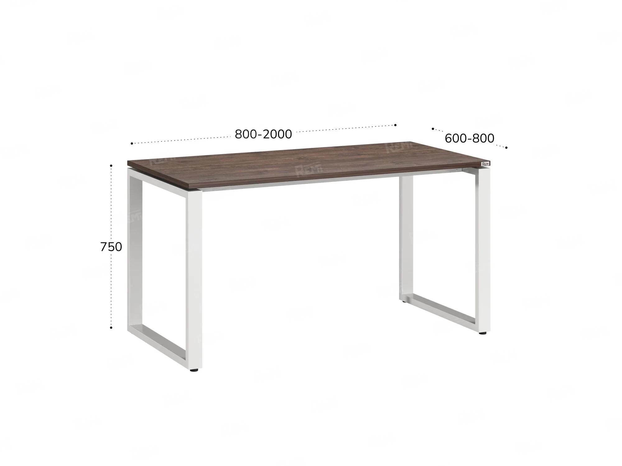 Стол прямой на O-образных опорах 1000x600x750 RM002-10x6 Дуб Апрельский шоколад/Белый