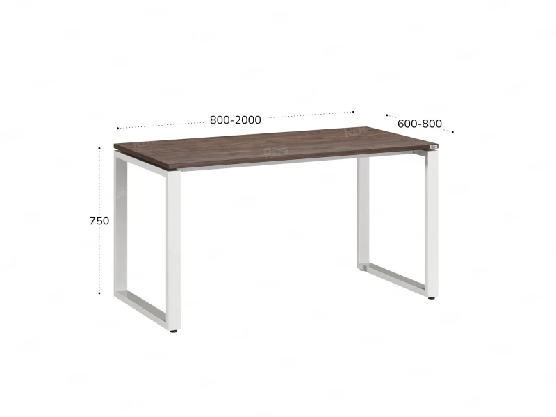 Стол прямой на O-образных опорах 1000x600x750 RM002-10x6 Дуб Апрельский шоколад/Белый