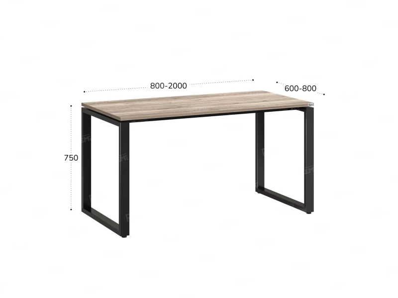 Стол прямой на O-образных опорах 1800x700x750 RM002-18x7 Дуб Маувелла/Черный