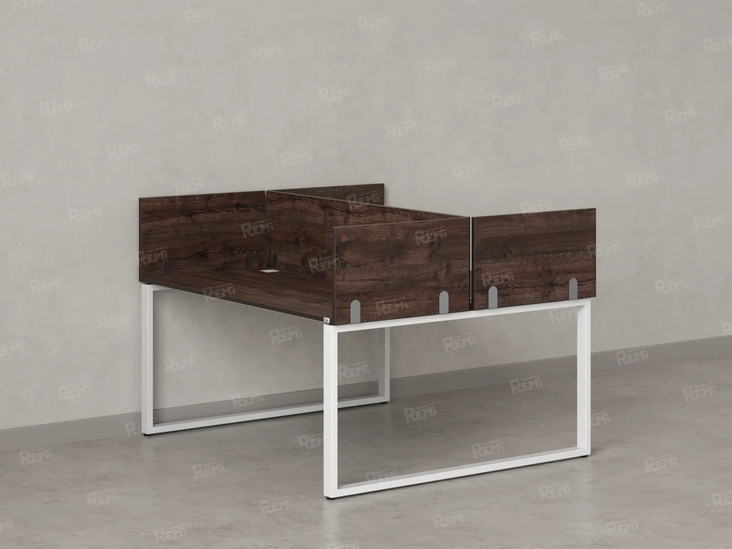 Бенч-система, 2 рабочих места, 5 ЛДСП экранов 1400x1200x750 RM169-4-14x12 Дуб Апрельский шоколад/Белый