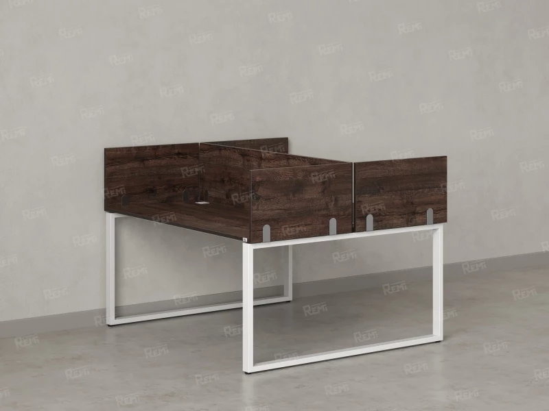 Бенч-система, 2 рабочих места, 5 ЛДСП экранов 1400x1200x750 RM169-4-14x12 Дуб Апрельский шоколад/Белый