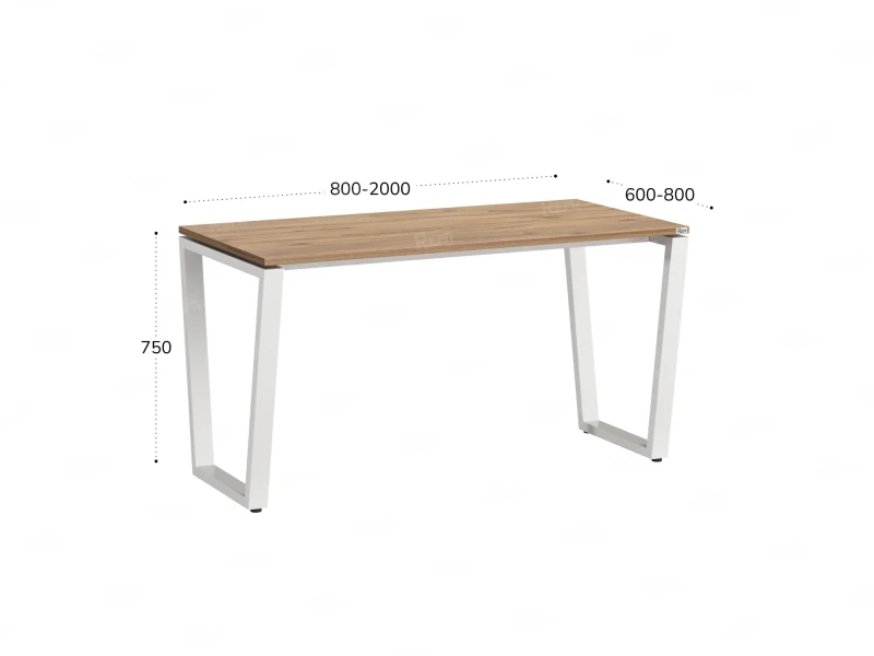 Стол прямой на U-образных опорах 1800x600x750 RM003-18x6 Дуб Юстус/Белый