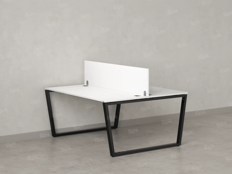 Бенч-система, 2 рабочих места, с одним экраном ЛДСП 1200x1200x750 RM172-2-12x12 Белый/Черный