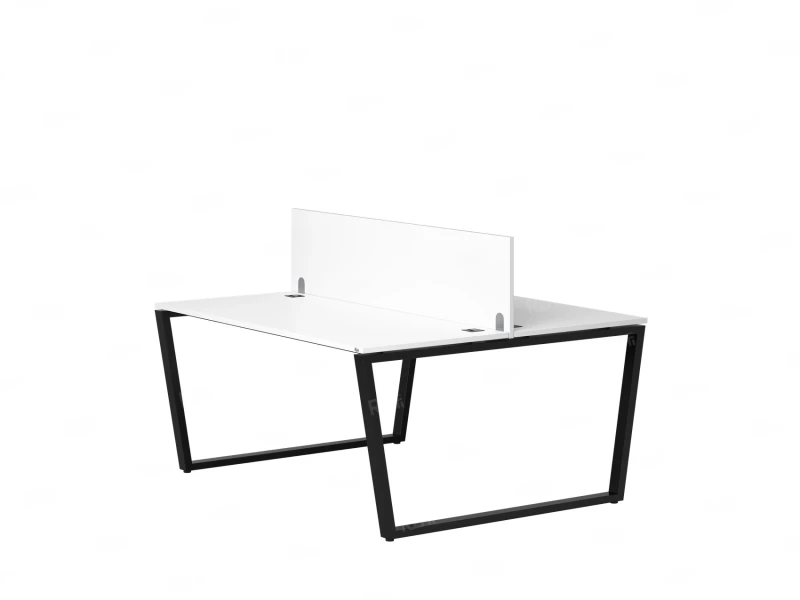 Бенч-система, 2 рабочих места, с одним экраном ЛДСП 1200x1200x750 RM172-2-12x12 Белый/Черный