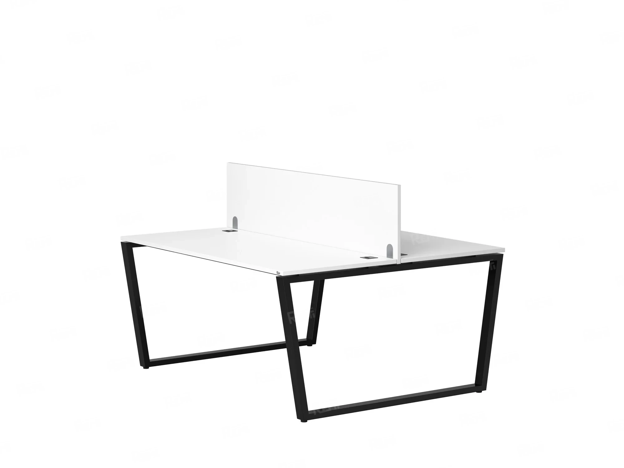 Бенч-система, 2 рабочих места, с одним экраном ЛДСП 1200x1200x750 RM172-2-12x12 Белый/Черный