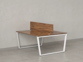 Бенч-система, 2 рабочих места, с одним экраном ЛДСП 1600x1200x750 RM172-2-16x12 Дуб Юстус/Белый