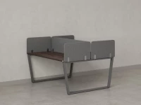 Бенч-система, 2 рабочих места, 5 тканевых экранов 1000x1400x750 RM172-3-10x14 Дуб Апрельский шоколад/Серый