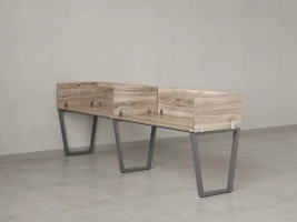 Бенч-система в 1 ряд, 2 рабочих места 5 ЛДСП экранов 2400x600x750 RM174-2-24x6 Дуб Маувелла/Серый