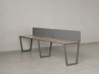 Бенч-система в 1 ряд, 2 рабочих места 2 тканевых экранов 2700x800x750 RM174-3-27x8 Дуб Маувелла/Серый