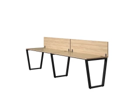 Бенч-система в 1 ряд, 2 рабочих места 2 ЛДСП экранов 2000x600x750 RM174-4-20x6 Вяз Швейцарский светлый/Черный
