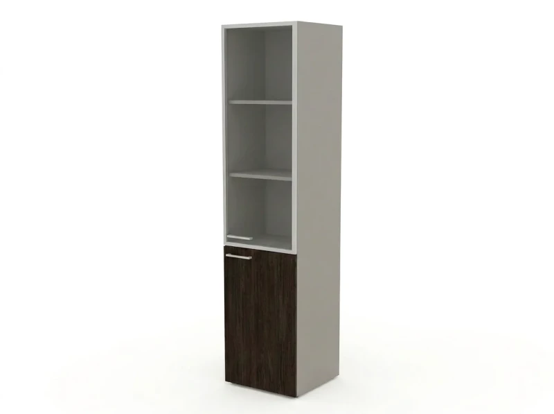 Шкаф комби RAC061 правый, прозрачное стекло 45,1x44,8x198,2см Дуб Термо/Серый камень, Серия Аккорд | Accord