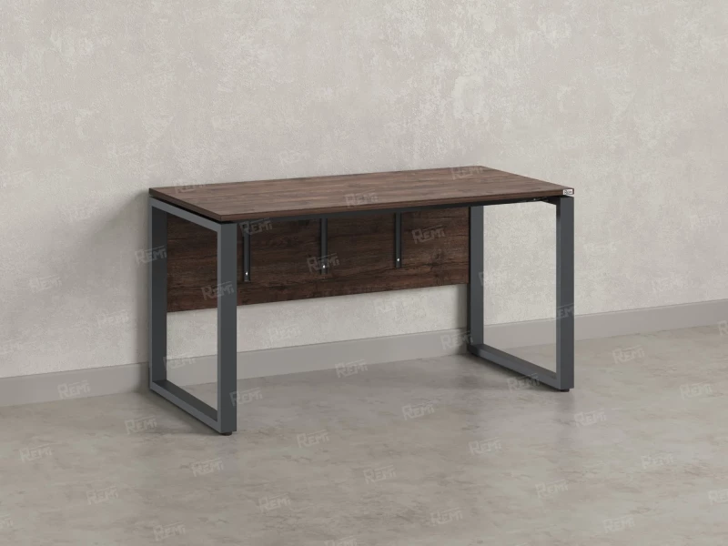 Стол прямой, О-опоры, экран ЛДСП,парящая стол-ца 1800x700x750 RM008-18x7 Дуб Апрельский шоколад/Серый