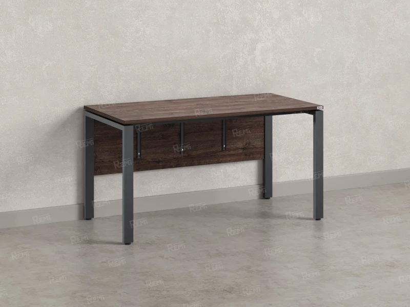 Стол прямой, П-опоры, экран ЛДСП,парящая стол-ца 1800x600x750 RM007-18x6 Дуб Апрельский шоколад/Серый