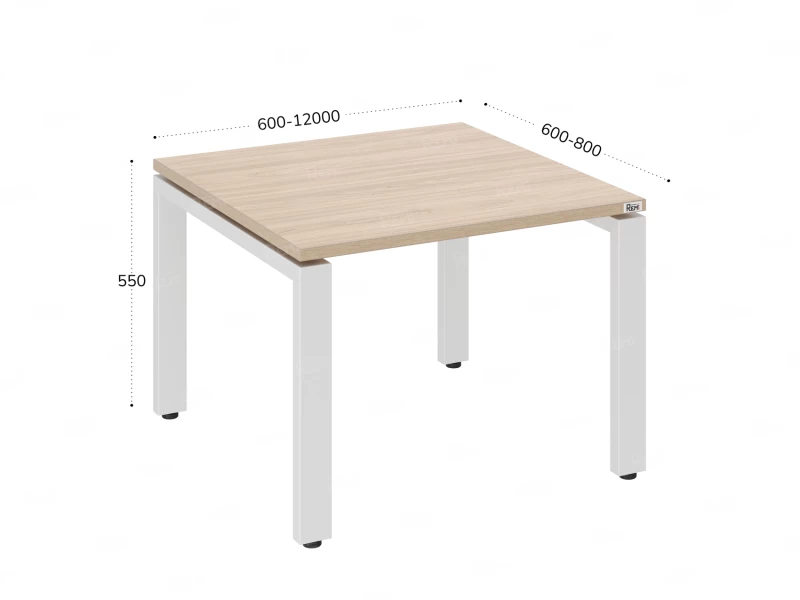 Журнальный стол с полкой 600x600x550 RM183-6x6 Вяз Швейцарский светлый/Белый