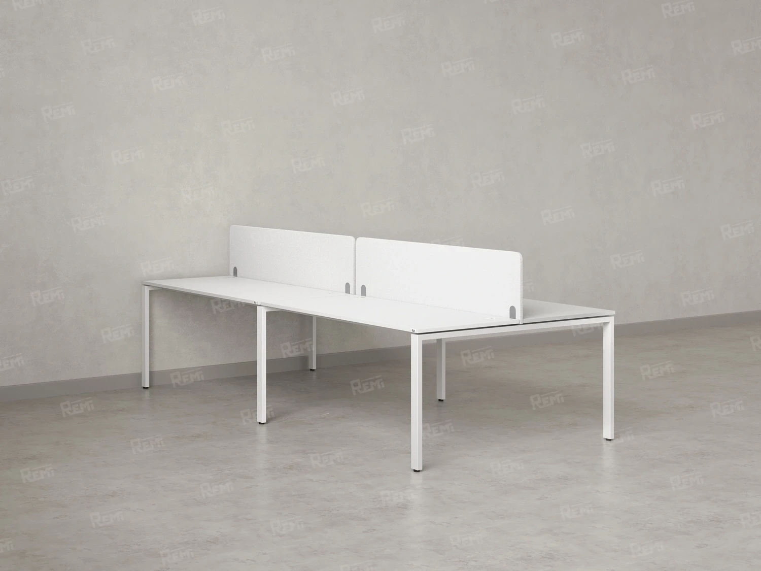 Бенч-система, 4 рабочих места, на П-образных опорах, 2 тканевых экранов 2000x1600x750 RM166-3-10x16 Белый/Белый