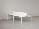 Бенч-система, 4 рабочих места, на П-образных опорах, 2 тканевых экранов 2000x1600x750 RM166-3-10x16 Белый/Белый