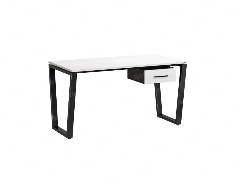 Стол прямой с подвесной тумбой, U-опора 1600x600x750 RM034-16x6 Белый/Черный