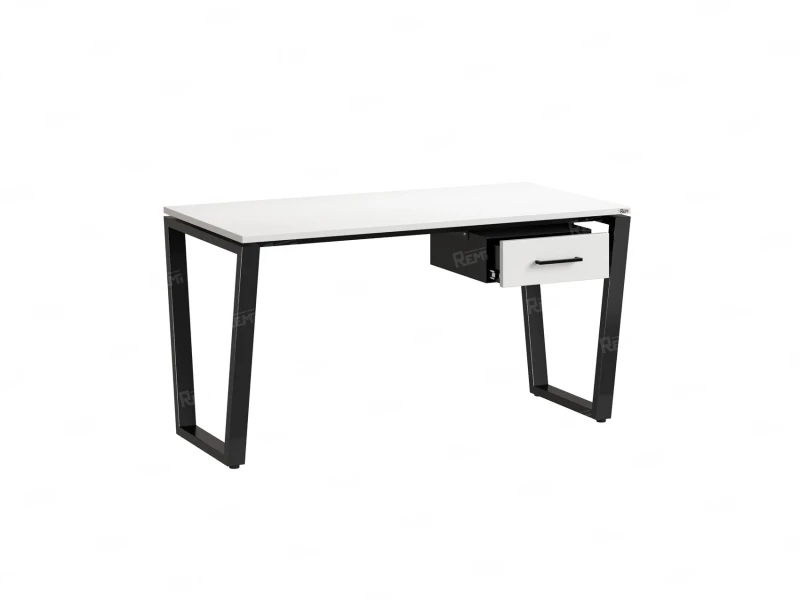 Стол прямой с подвесной тумбой, U-опора 1600x600x750 RM034-16x6 Белый/Черный