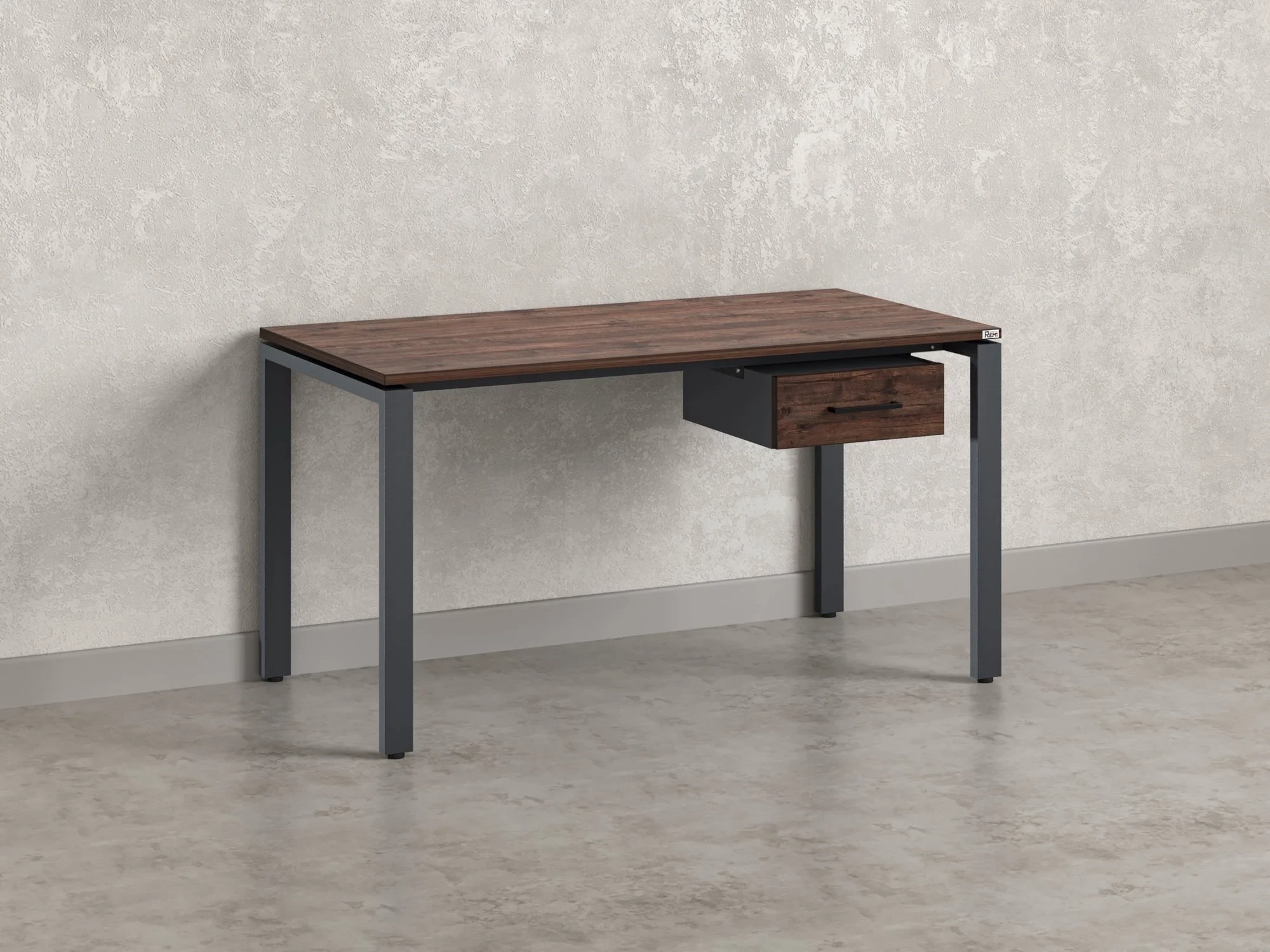 Стол прямой с подвесной тумбой, П-опора 1600x700x750 RM038-16x7 Дуб Апрельский шоколад/Серый