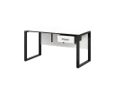 Стол прямой, подвесная тумба, ЛДСП экран, О-опора 1600x700x750 RM032-16x7 Белый/Черный
