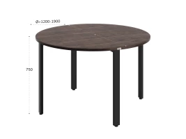 Круглый стол на П-образных опорах 1500x1500x750 RM186-15x15 Дуб Апрельский шоколад/Черный