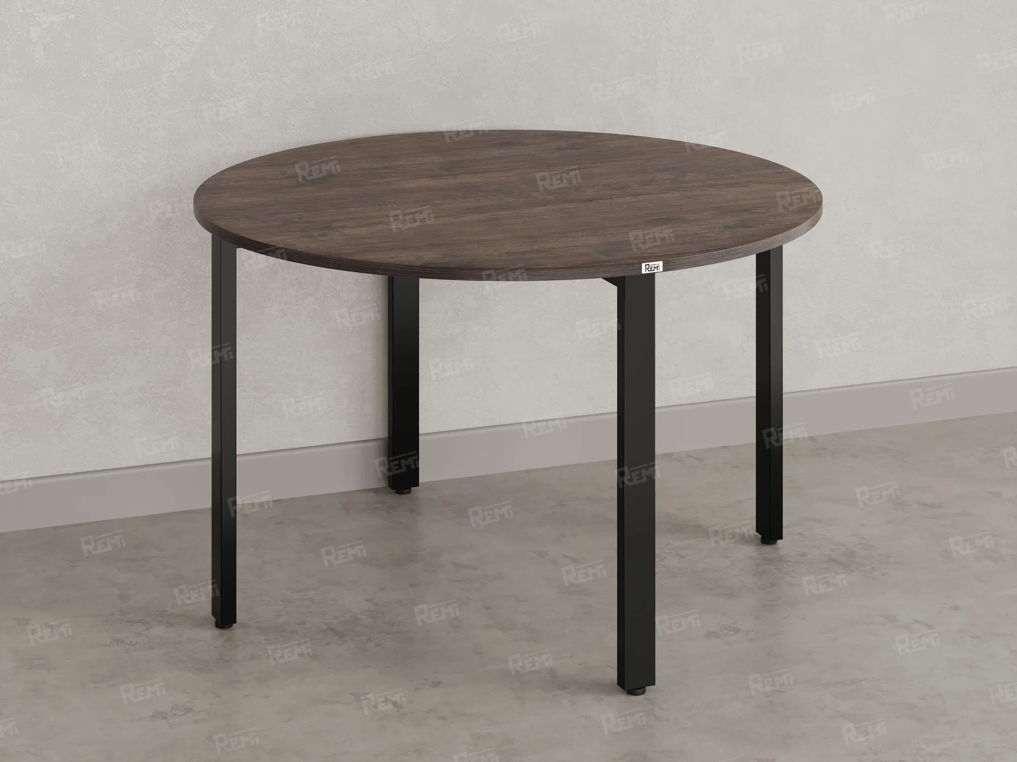 Круглый стол на П-образных опорах 1500x1500x750 RM186-15x15 Дуб Апрельский шоколад/Черный
