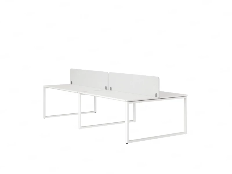 Бенч-система, 4 рабочих места, на О-образных опорах, 2 тканевых экранов 3600x1200x750 RM170-3-18x12 Белый/Белый
