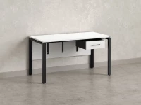 Стол прямой, подвесная тумба, ЛДСП экран, П-опора 2000x800x750 RM030-20x8 Белый/Черный
