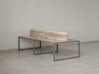 Бенч-система, 4 рабочих места, на О-образных опорах, 2 ЛДСП экранов 2400x1200x750 RM170-4-12x12 Дуб Маувелла/Серый