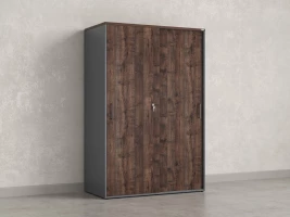 Шкаф-купе, регулируемые опоры, штанга, 1 полка 1200x600x1800 RM164-90x60 Дуб Апрельский шоколад/Серый